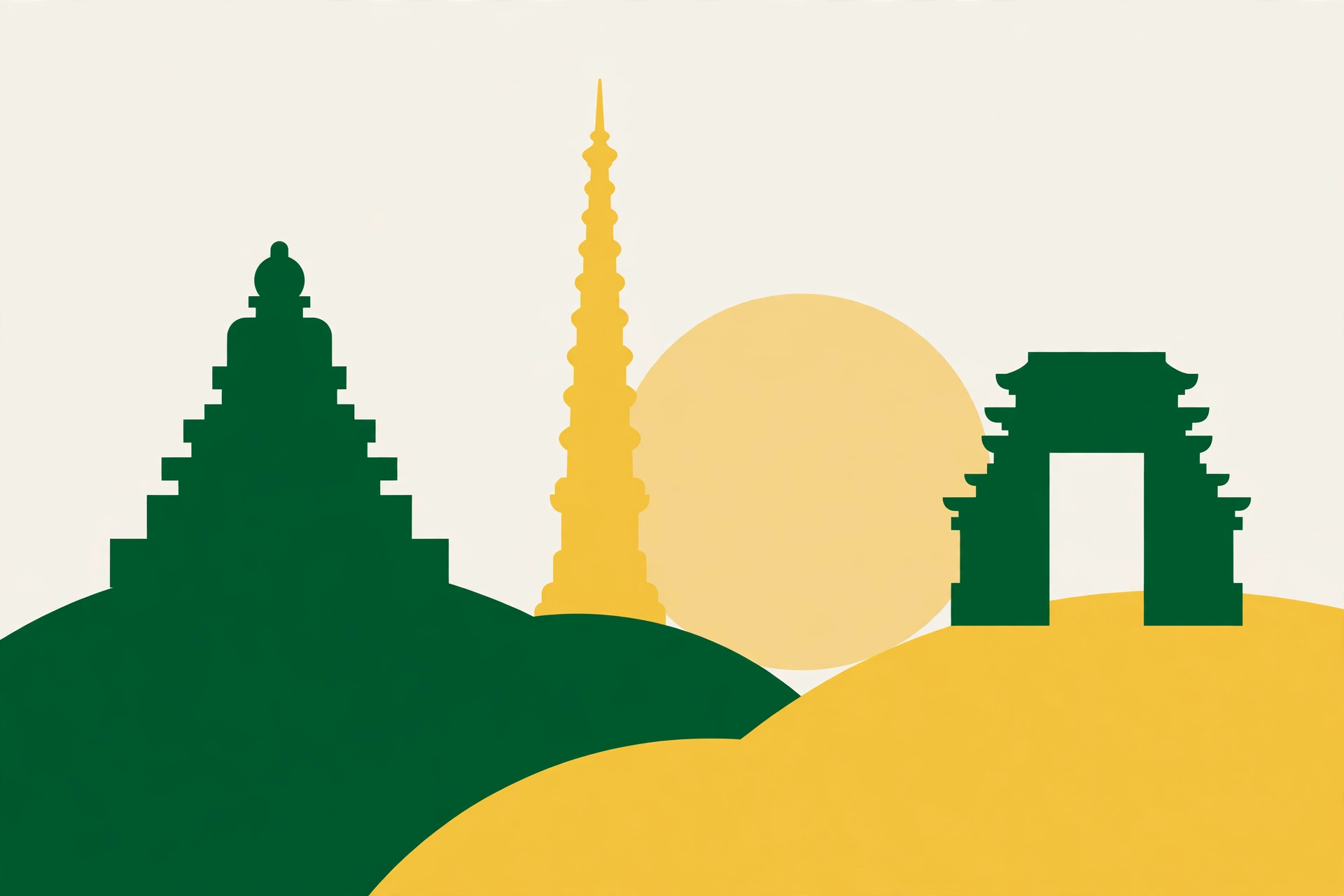 Promo Tiket Candi Borobudur, Prambanan, dan Ratu Boko: Gratis untuk Warlok Sudah Berlalu, Payday Treat Masih Berjalan 1 Promo Tiket Candi: ilustrasi siluet Candi Borobudur, Prambanan, dan Ratu Boko di atas bukit hijau dengan matahari terbit