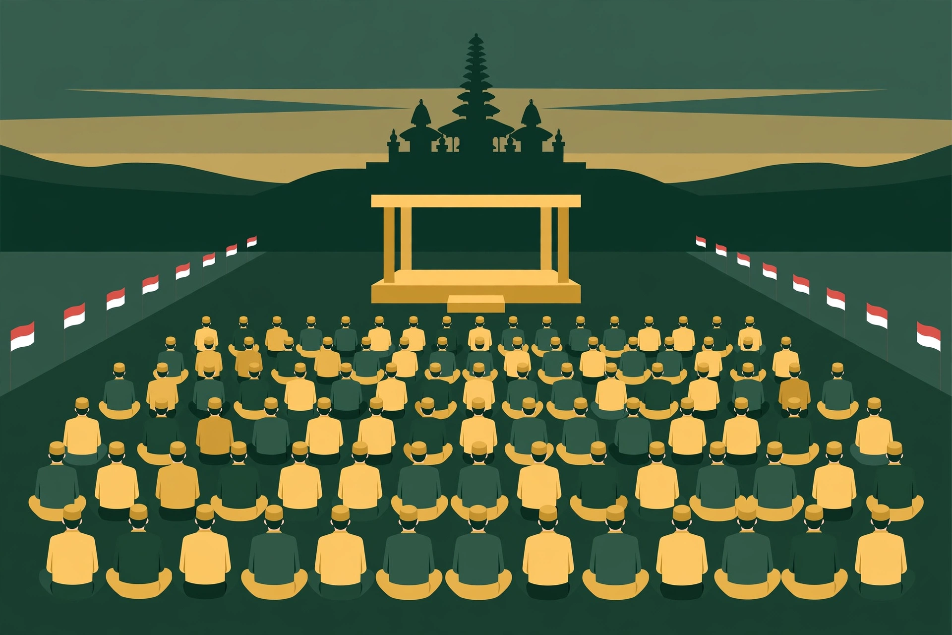 Tablig Akbar Borobudur Direncanakan Ormas Islam sebagai Penolakan Konser Bocelli 1 Tablig Akbar Borobudur: ilustrasi kerumunan jemaah di lapangan terbuka dengan siluet Candi Borobudur di latar senja