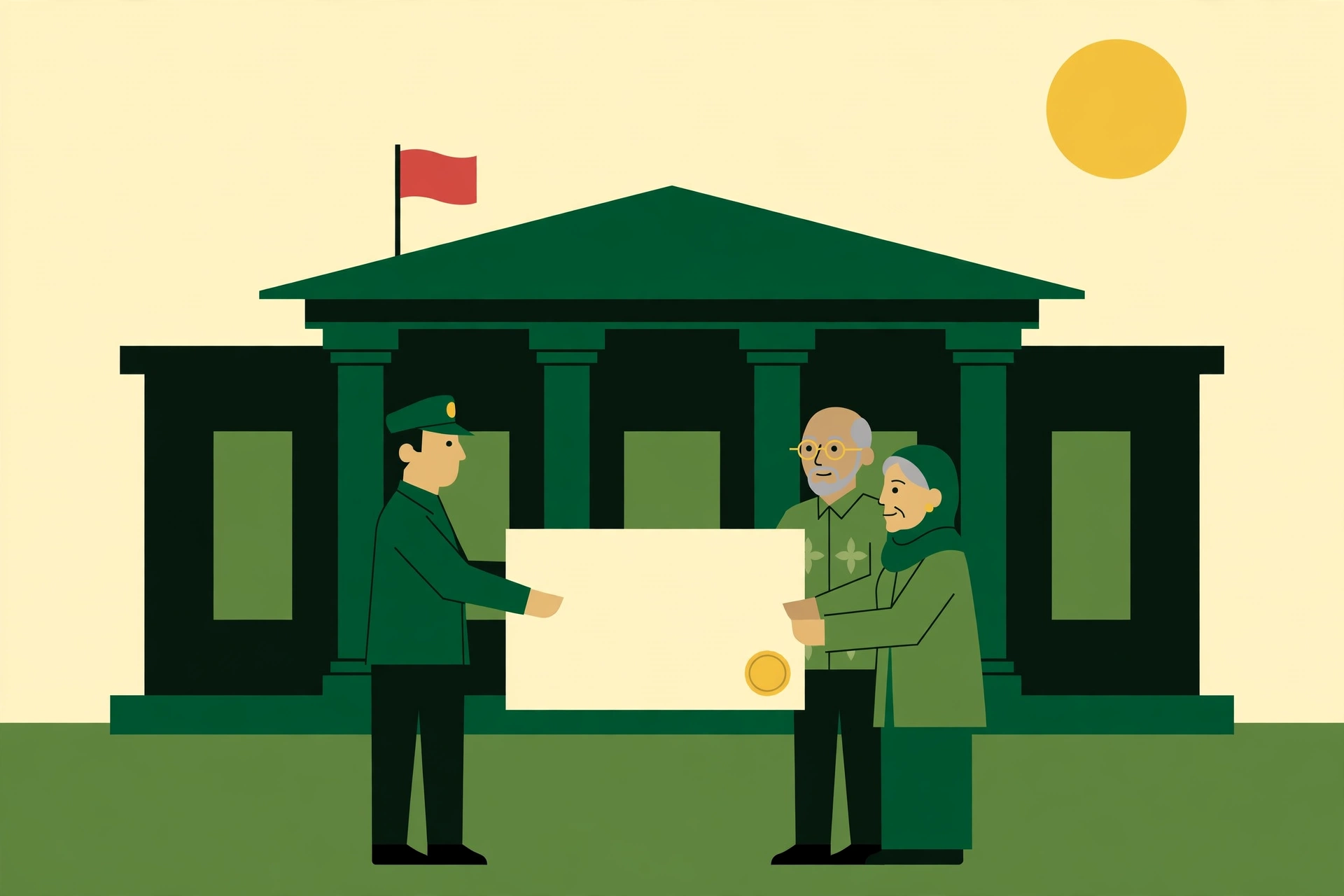 Cegah Sengketa, Pemkot Magelang Giatkan Pengurusan Waris Tanah Sejak Dini 1 Ilustrasi penyerahan sertifikat tanah kepada warga di depan kantor pemerintahan